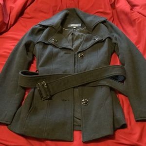 Kenneth Cole Dark Grey Belted Coat